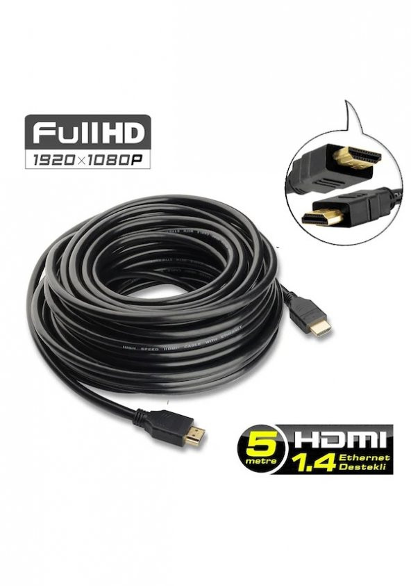 5M Metre Hdmi Kablo Full Hd 3D Ses Görüntü Kablosu Pc Laptop Ps3