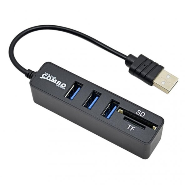 Combo 3 Port Usb 2.0 Hub Tf Sd Micro Sd Kart Okuyucu