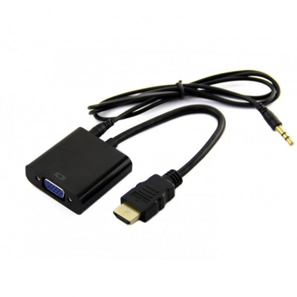 HDMI To Vga Dönüştürücü Ses Kablosu Siyah