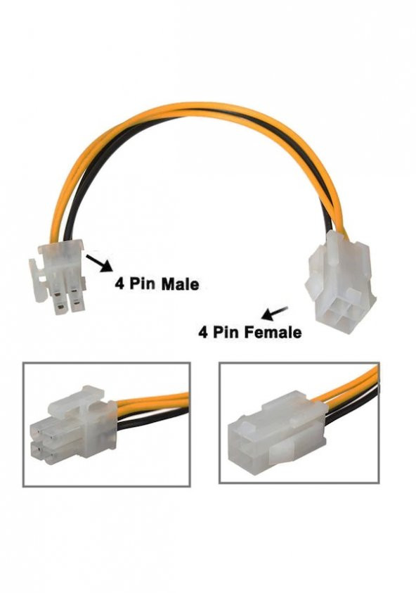 4 Pin Atx Cpu Power Supply Uzatma Kablosu 12V Güç P4 Dişi Erkek