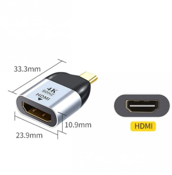 Type C To Hdmi 4K 60Hz Çevirici Dönüştürücü Adaptör USB 3.1 Erkek To Hdmi Dişi - 2