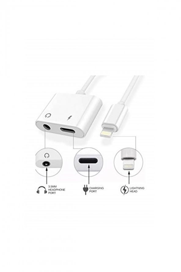 4420 Lightning 3.5mm Kulaklık Şarj Çevirici Dönüştürücü Çoklayıcı, Iphone 7-8 -11 Max Plus - 2