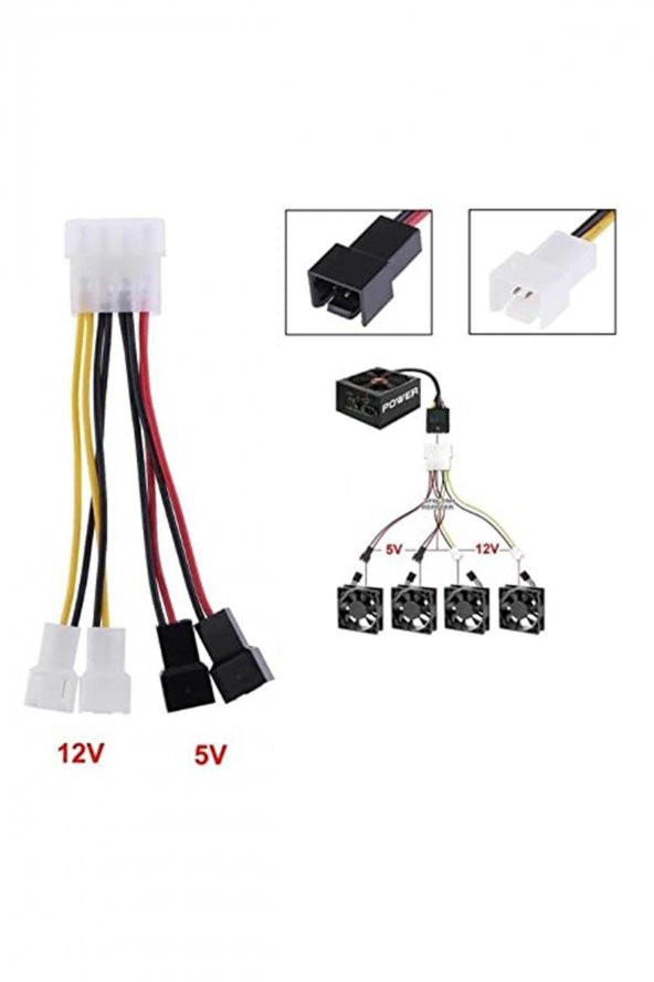 4475 Fan Çoklayıcı Kablosu Splitter 4 Pin Switch 3 Pin 3 Port - 2