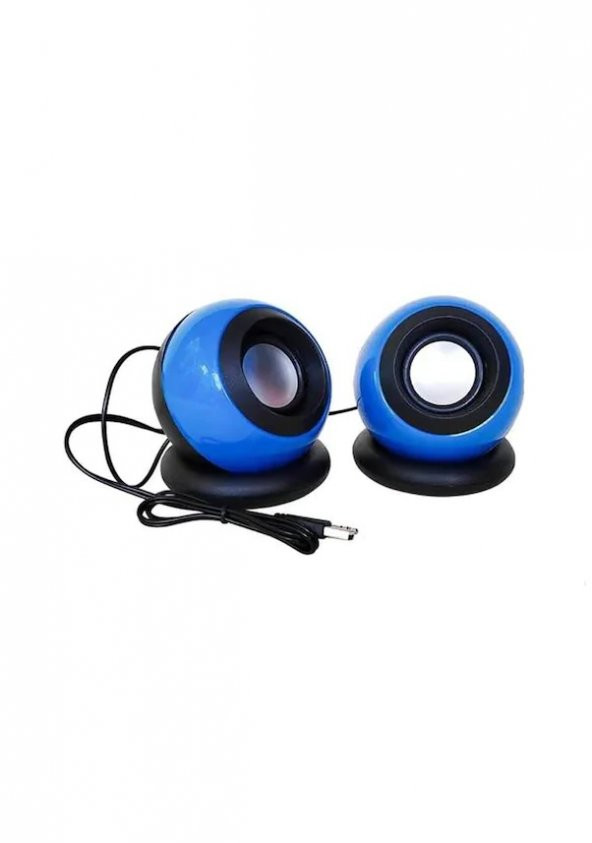 Kablolu Stereo Hoparlör 1+1 Usb Speaker Ses Sistemi Mavi - Siyah