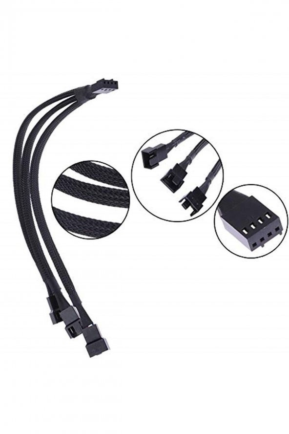 4303 Fan Çoklayıcı Y Pwm Kablosu 4 Pin Switch 3 Pin 3 Port - 2