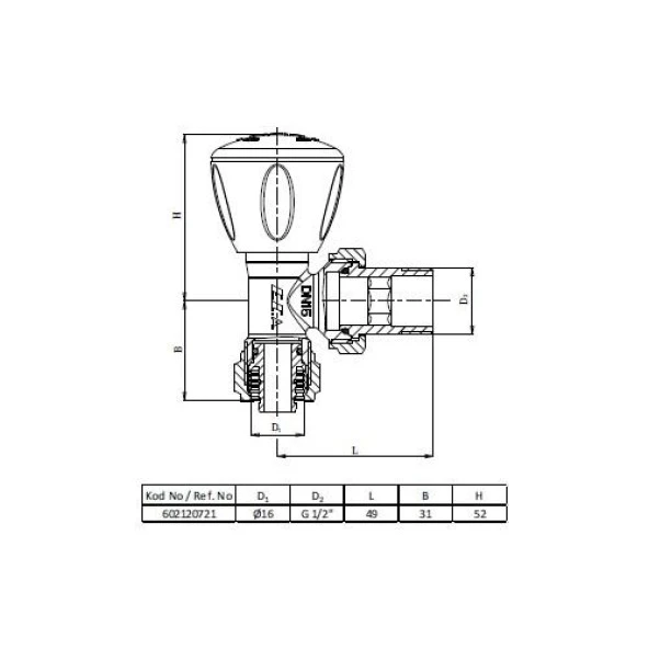 Eca Rv3 Köşe Radyatör Vanası Pex 1/2 X 16 Mm - 2