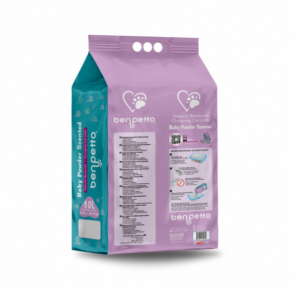 BENPETTO B250 Bebek Pudrası Parfümlü  10 Lt Kedi Kumu / Cat Litter - 2