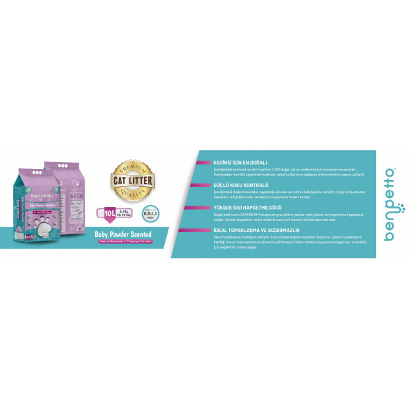 BENPETTO B250 Bebek Pudrası Parfümlü  10 Lt Kedi Kumu / Cat Litter - 8