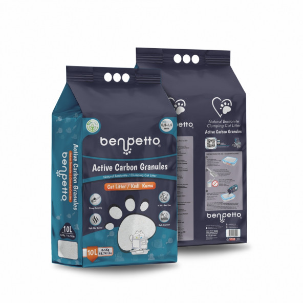 BENPETTO  AA250  Aktif Karbon Granüllü  2'Li 2x10 20 Lt Topaklanan Kedi Kumu / Cat Litter - 2