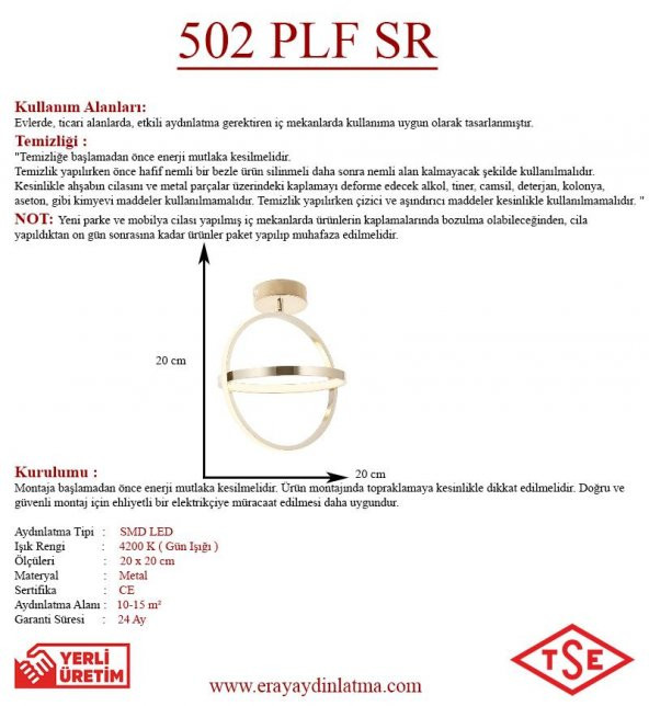 Eray Aydınlatma 502 Sarı Plofonyer Led Avize - 3