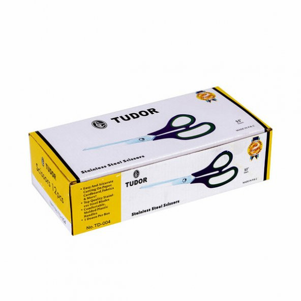 Tudor Çok Amaçlı Makas Büyük Boy Yeşil Saplı No.9.5 12/Td004 (paket 12 adet)