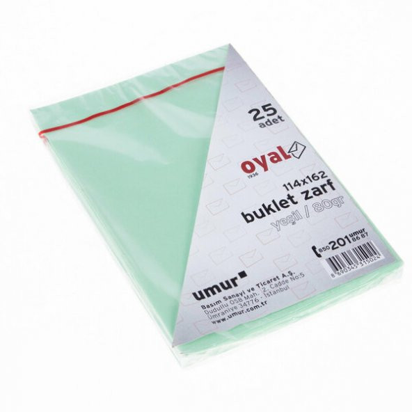 Oyal (adet )Buklet Zarf 114X162mm 25 Li Yeşil
