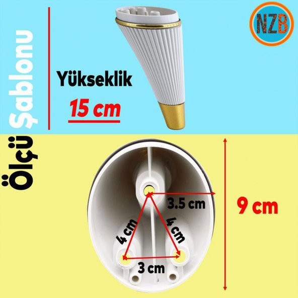 Mobilya Kanepe Sehpa TV Ünitesi Koltuk Ayağı 15 cm Krem Gold Baza Ayak - 5