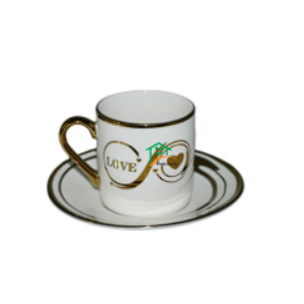 BUENOS LOVE Beyaz Yaldızlı 6 Kişilik Porselen Fincan Takımı