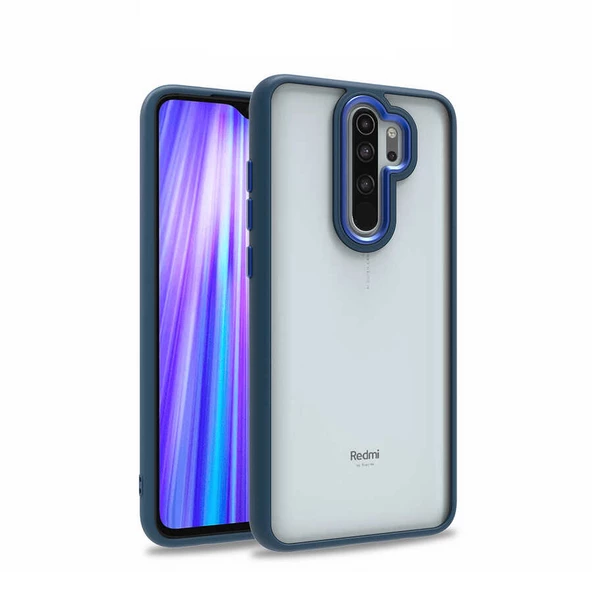 Xiaomi Redmi Note 8 Pro Kılıf Zore Flora Elektroplatin kaplama sert PC Kapak Kılıf  Mavi