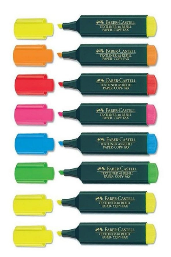 Fosforlu Kalem 8 Li 1 Paket Textliner Canlı Renkler Kesik Uçlu İşaretleme Kalemi Sarı Turuncu Kırmızı Pembe Mavi Yeşil - 3