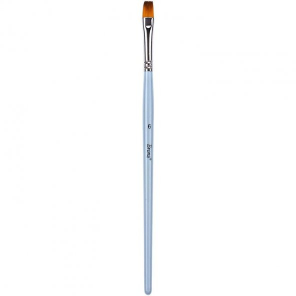 Brons Kısa Saplı Sentetik Kıl Düz Fırça No:6