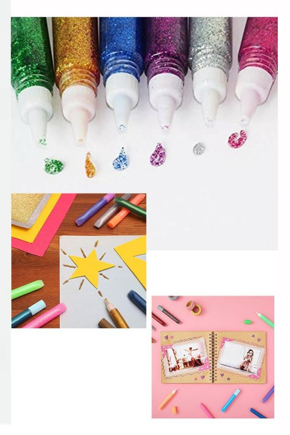 Simli Yapıştırıcı 13 Gr 1 Adet Simli Uhu Anasınıfı Kreş Süsleme Etkinlik Pembe Simli Yapıştırıcı - 3