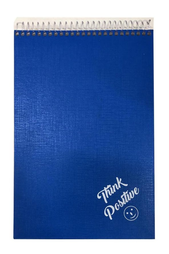 Üstten Spralli Sert Kapak Bloknot 100 Yaprak Çizgili Defter 17x24 Cm Mavi Renk 1 Adet Think Positive - 2