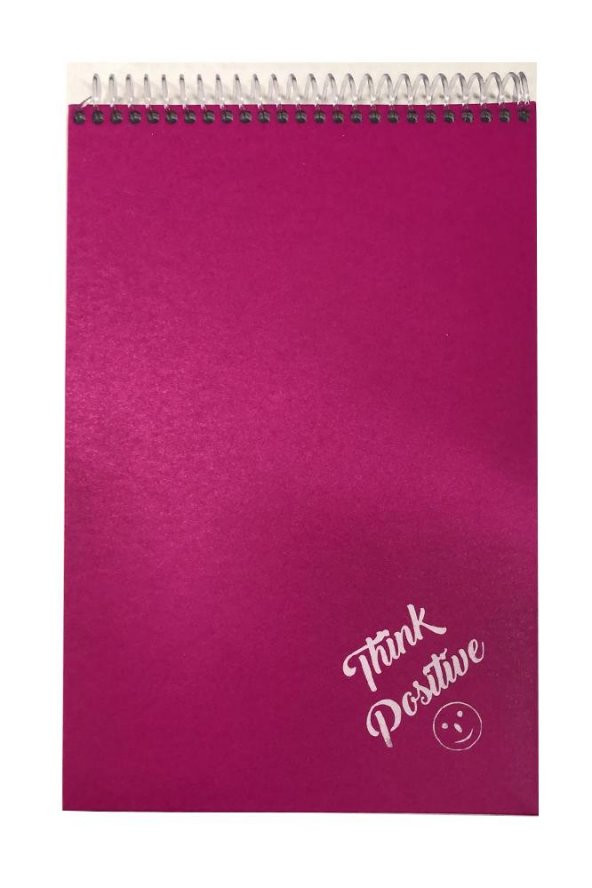 Üstten Spralli Sert Kapak Bloknot 100 Yaprak Çizgili Defter 17x24 Cm Pembe Renk 1 Adet Think Positive - 2