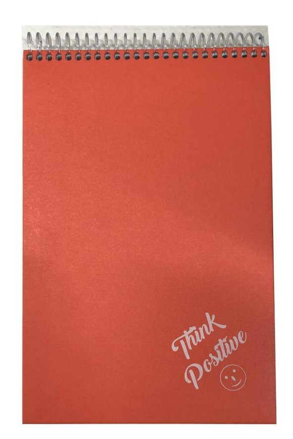 Üstten Spralli Sert Kapak Bloknot 100 Yaprak Çizgili Defter 17x24 Cm Turuncu Renk 1 Adet Think Positive