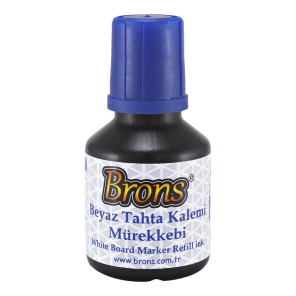 Brons Beyaz Tahta Kalemi Mürekkebi 30 cc. Mavi