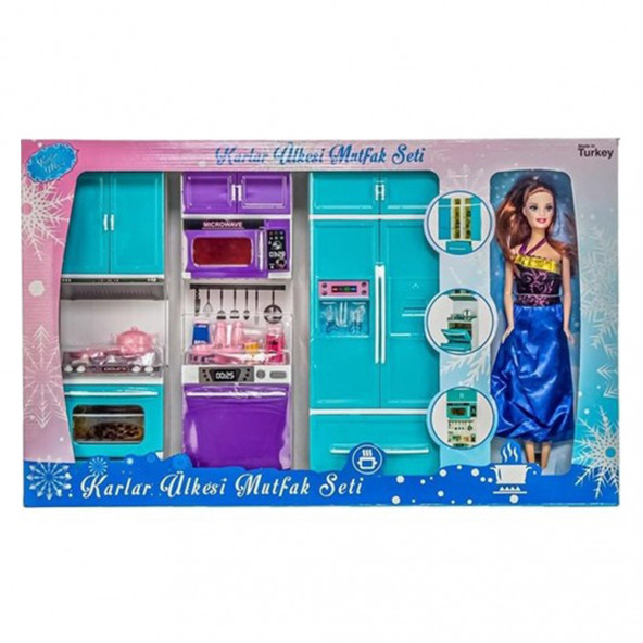 Oydaş Frozen Elsa Anna Karlar Ülkesi Bebekli 3lü Mutfak Seti