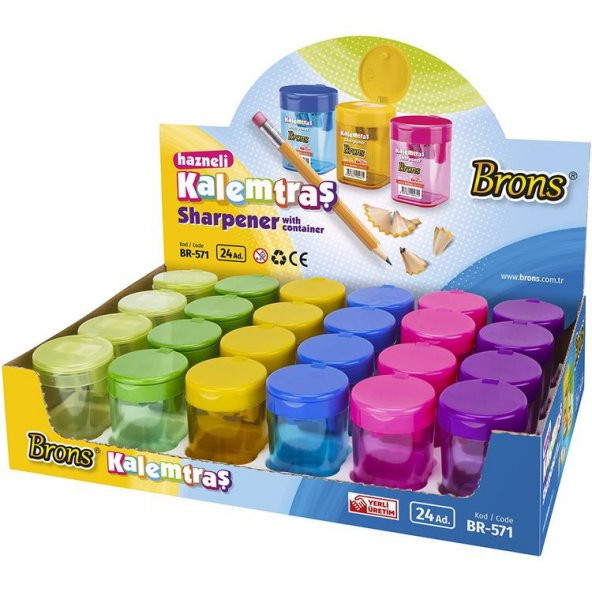 Brons Hazneli Çiftli Kalemtraş Silindir 24 lü Kutu
