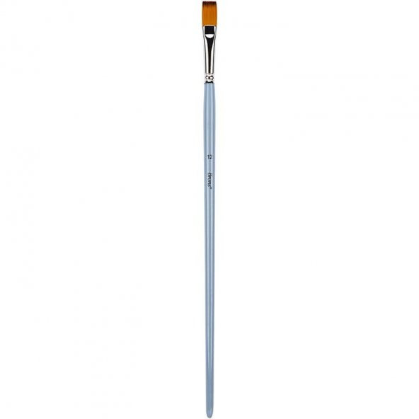 Brons Uzun Saplı Sentetik Kıl Düz Fırça No:12