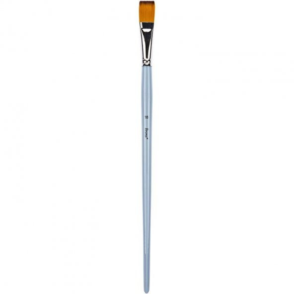 Brons Uzun Saplı Sentetik Kıl Düz Fırça No:18