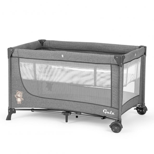 Gulz Lindo Oyun Parkı Bebek Beşik 70x120 Cm + Pamuk Yatak Gray - 2