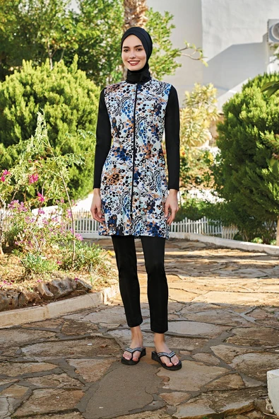 Ruko Maio 23139-7 Kadın Büyük Beden 0 Yaka Paraşüt Kumaş Tam Tesettür Mayo ürün görseli