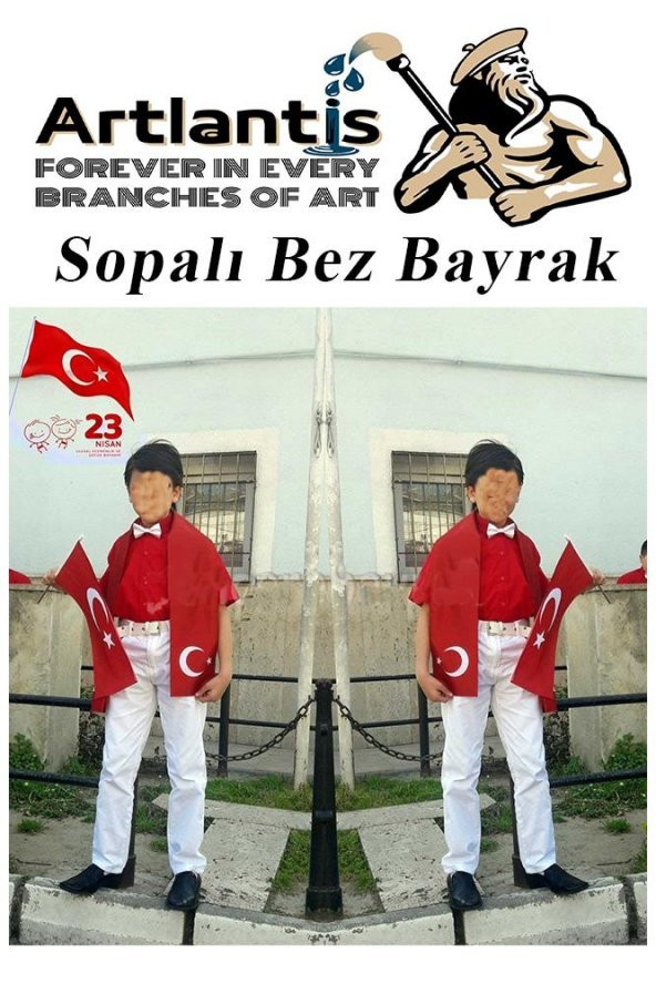 Sopalı Bez Bayrak 20x30 Cm 1 Adet Saplı Bayrak Ay Yıldız Plastik Çıtalı 20*30 Bez Bayrak Mill Bayram Kutlama - 3