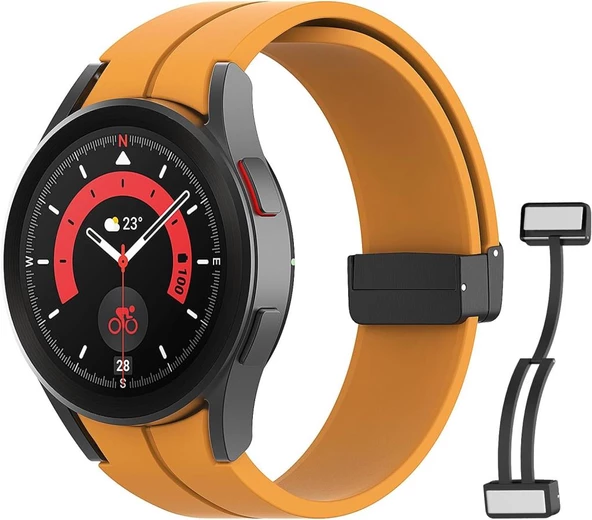Samsung Galaxy Watch 4 5 6 7 FE 40 44 Classic 42 43 46 47 mm Kordon Magnetli Ayarlanır Silikon Kordon - 2