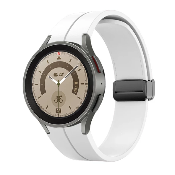 Samsung Galaxy Watch 4 5 6 7 FE 40 44 Classic 42 43 46 47 mm Kordon Magnetli Ayarlanır Silikon Kordon - 4