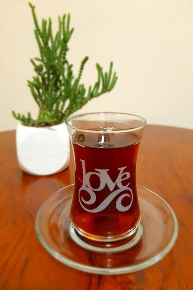 Love Işlemeli 6lı Çay Seti 155 cc