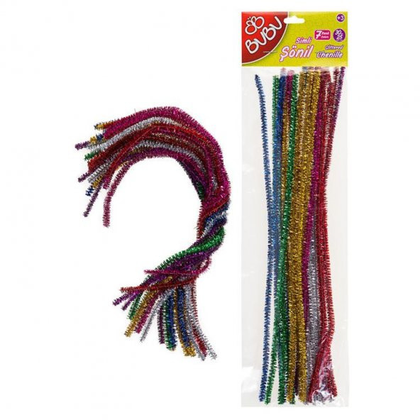 BuBu Simli Şönil 30cm 7 Renk 25li