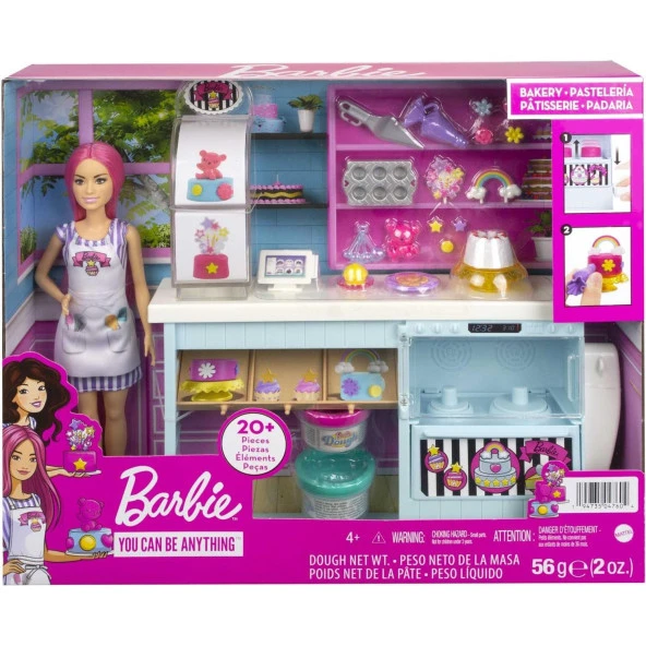 Barbie Pasta Dükkanı Oyun Seti ve Pembe Saçlı Minyon 30 Cm Bebek