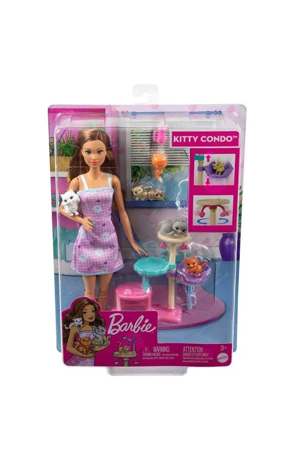Barbie ve Yavru Kedileri Oyun Seti Barbie Kedi Ağacı ve Aksesuarlarıyla