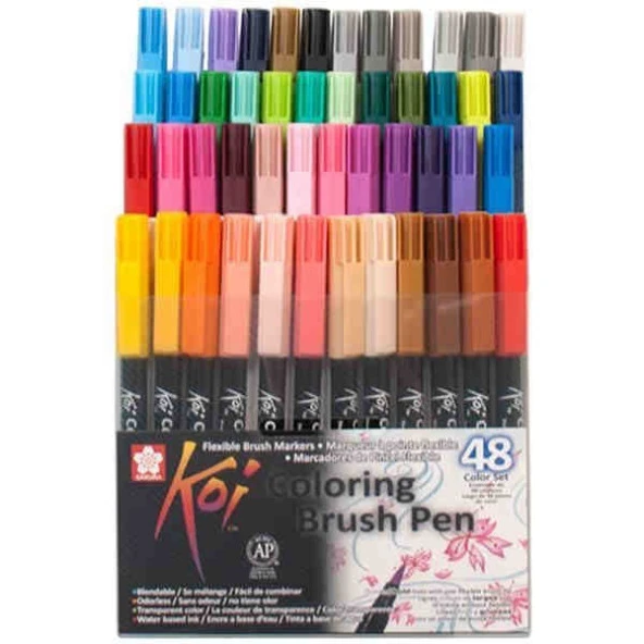 Sakura Koi Coloring Brush Pen 48 Renk Fırça Uçlu Grafik Çizim Kalemi