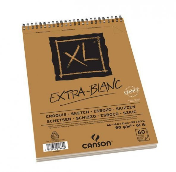 Canson XL Ekstra Beyaz Eskiz Defteri 90 gr. A5 60 Sayfa