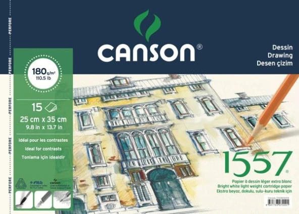 Canson 1557 Dessin Resim Ve Çizim Defteri 180 gr. 25x35 cm. 15 Sayfa