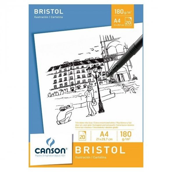 Canson Bristol Pad 180 gr. A4 20 yp.