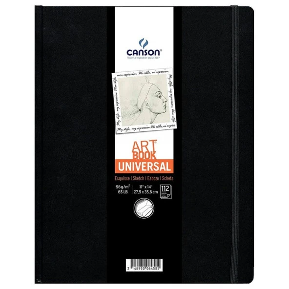 Canson Art Book Universal Sert Kapak Lastikli Eskiz Defteri 96 gr. 27,9x35,6 cm. 112 yp.