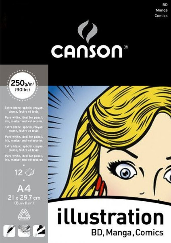 Canson Illustration Çizim Defteri A4 250 gr. 12 Sayfa