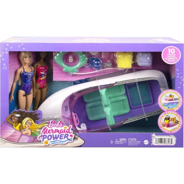 Barbie'nin Botu Oyun Seti 2 Barbie Bebek 4 Oturma Alanı Bulunan Şeffaf Zeminli Tekne 46 Cm