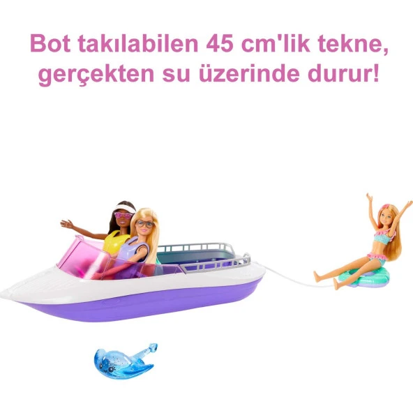 Barbie'nin Botu Oyun Seti 2 Barbie Bebek 4 Oturma Alanı Bulunan Şeffaf Zeminli Tekne 46 Cm - Resim 3