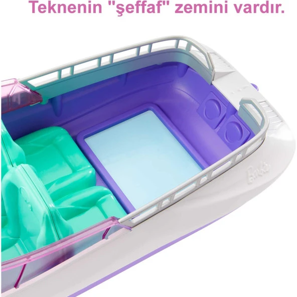 Barbie'nin Botu Oyun Seti 2 Barbie Bebek 4 Oturma Alanı Bulunan Şeffaf Zeminli Tekne 46 Cm - Resim 4