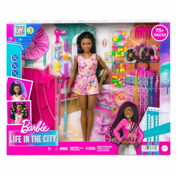 Barbie Brooklyn Eğlenceli Saçlar Oyun Seti Barbie Brooklyn Roberts Bebek 50'den Fazla Aksesuar