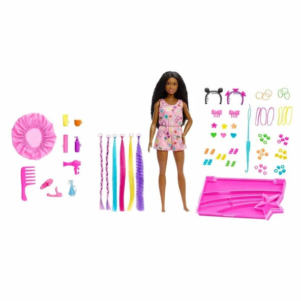 Barbie Brooklyn Eğlenceli Saçlar Oyun Seti Barbie Brooklyn Roberts Bebek 50'den Fazla Aksesuar - 2